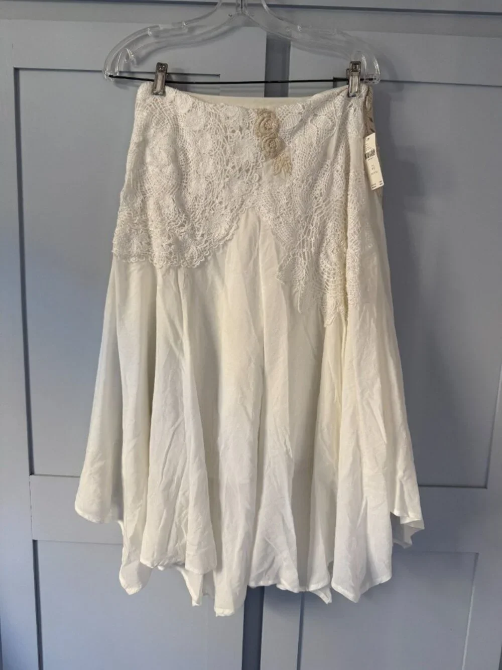 NWT 6P Anthropologie Crafted Crochet Skirt Lace Applique Lined - Picture 10 of 16